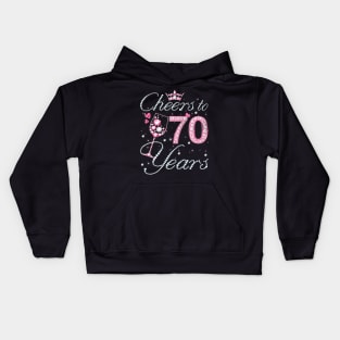 Cheers To 70 Years Old 70th Birthday Queen Women Drink Wine Kids Hoodie